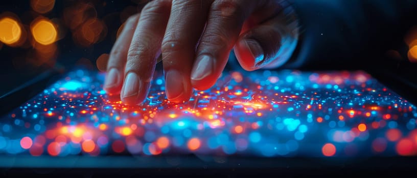 Fingers sliding over a tablet screen, demonstrating digital interaction and learning.