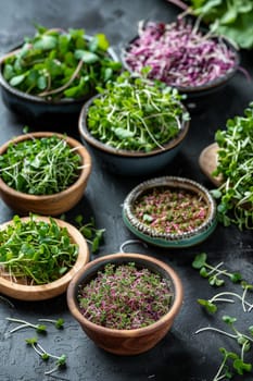 Fresh microgreens on a plate, healthy eating concept, nature, Generative AI,