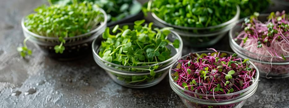 Fresh microgreens on a plate, healthy eating concept, nature, Generative AI,