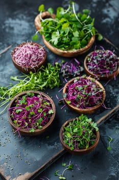 Fresh microgreens on a plate, healthy eating concept, nature, Generative AI,