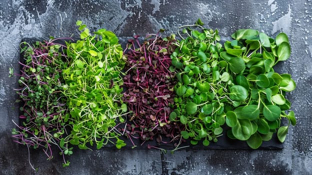Fresh microgreens on a plate, healthy eating concept, nature, Generative AI,
