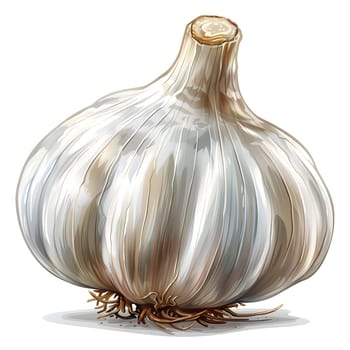 A closeup of a garlic bulb, a versatile ingredient in many cuisines, known for its potent flavor and health benefits. A popular plant in natural foods and a staple vegetable in cooking