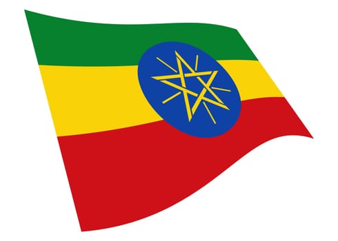 An Ethiopia waving flag 3d illustration isolated on white with clipping path