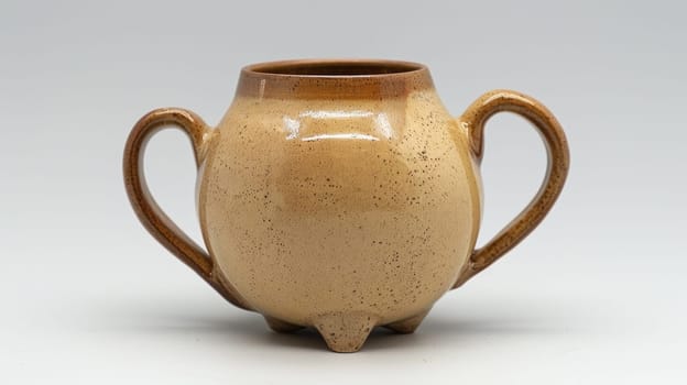 A brown vase with two handles on a white background