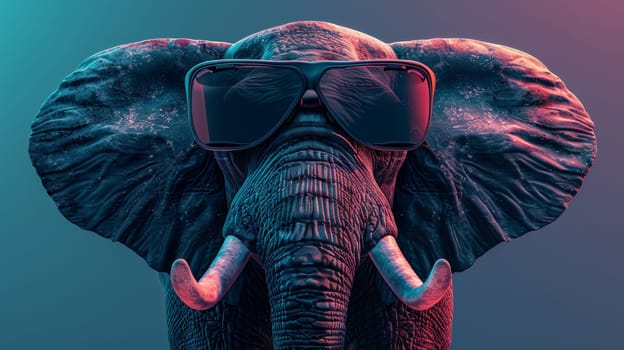 A close up of an elephant wearing sunglasses and a hat