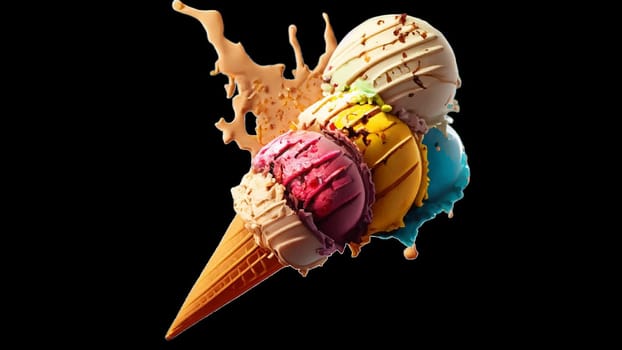 explosion of Ice Cream. Summer time. 3D illustration, 3D rendering. futuristic realistic 3d creative concept design, format png. High quality illustration