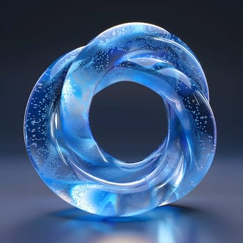 A stunning piece of art made from electric blue glass, resembling a fluid circle. This unique sculpture features a hole in the middle, creating a striking display of light and shadow