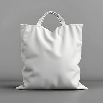 A creative arts white tote bag featuring a handle, perfect for storing facial tissue and other household supplies. Monochrome photography on a gray background adds a stylish touch