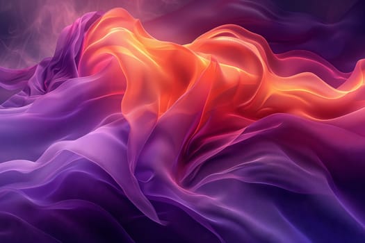 It resembles a stunning artwork depicting a vibrant purple and orange wave, with hues of magenta, violet, and pink, resembling a living organism in the sky