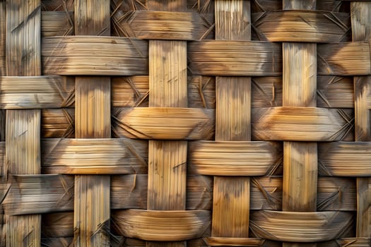 Flat full-frame seamless texture of wicker bamboo wall. Neural network generated image. Not based on any actual scene or pattern.