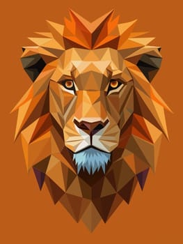 Lion head low poly style vector illustration. Polygonal animal.Low poly portrait of a lion in low poly style.Lion head polygonal vector illustration.