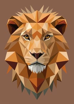 Lion head low poly style vector illustration. Polygonal animal.Low poly portrait of a lion in low poly style.Lion head polygonal vector illustration.