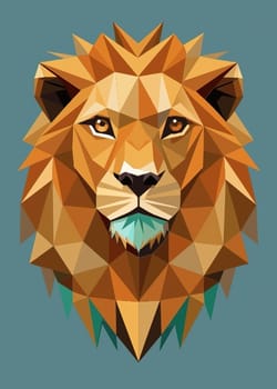 Lion head low poly style vector illustration. Polygonal animal.Low poly portrait of a lion in low poly style.Lion head polygonal vector illustration.