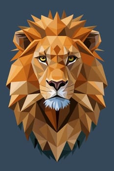 Lion head low poly style vector illustration. Polygonal animal.Low poly portrait of a lion in low poly style.Lion head polygonal vector illustration.