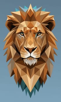 Lion head low poly style vector illustration. Polygonal animal.Low poly portrait of a lion in low poly style.Lion head polygonal vector illustration.
