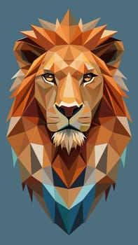 Lion head low poly style vector illustration. Polygonal animal.Low poly portrait of a lion in low poly style.Lion head polygonal vector illustration.