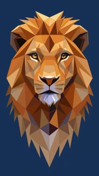 Lion head low poly style vector illustration. Polygonal animal.Low poly portrait of a lion in low poly style.Lion head polygonal vector illustration.