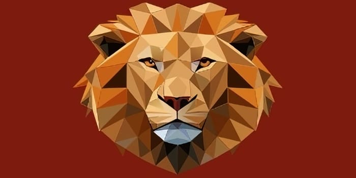 Lion head low poly style vector illustration. Polygonal animal.Low poly portrait of a lion in low poly style.Lion head polygonal vector illustration.