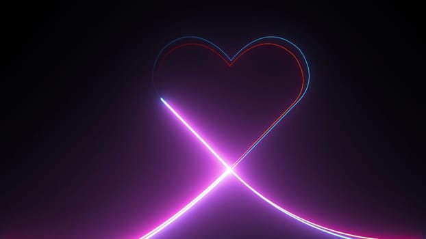 Abstract neon heart. Computer generated 3d render