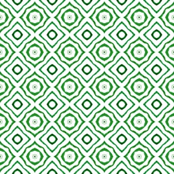 Watercolor summer ethnic border pattern. Green quaint boho chic summer design. Textile ready ravishing print, swimwear fabric, wallpaper, wrapping. Ethnic hand painted pattern.