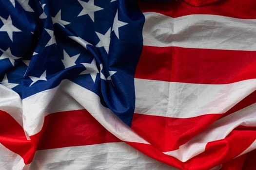 Closeup of rippled American flag. High quality photo