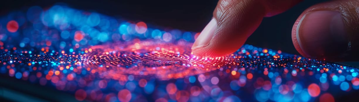 Close-up of a hand unlocking a smartphone with a fingerprint, demonstrating security and technology.