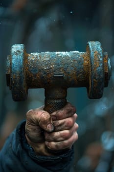 Hand gripping a fitness dumbbell, symbolizing health, strength, and personal improvement.