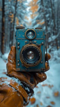 Hand holding a vintage film camera, capturing the art of photography and storytelling.