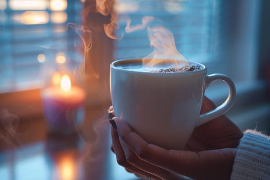 Hand holding a steaming cup of coffee, a universal morning ritual and comfort.