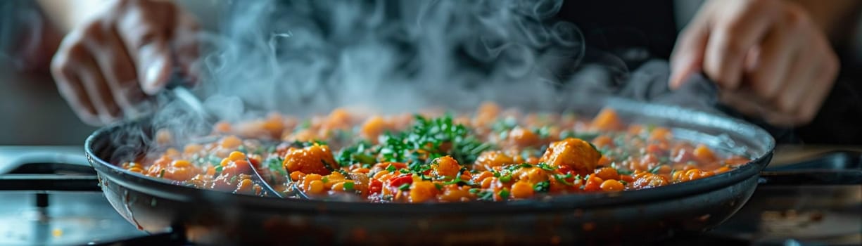 Hand stirring a pot of soup, evoking home cooking and family meals.