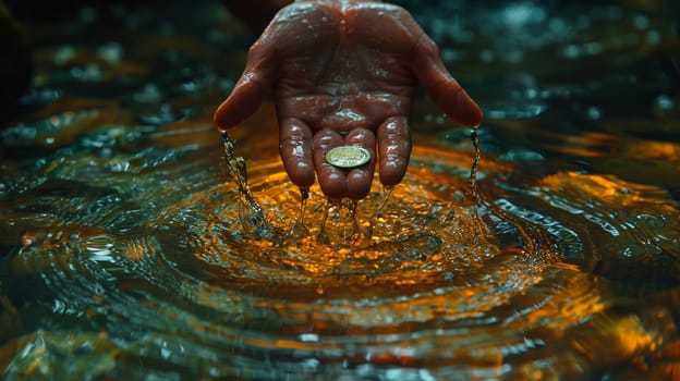 Hand tossing a coin into a fountain, evoking wishes, dreams, and hopeful aspirations.