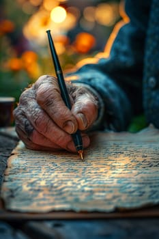 Hand writing a heartfelt letter, depicting personal communication and emotional expression.