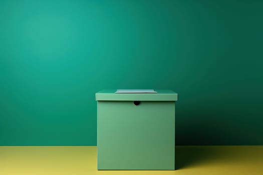 Empty green box on a green background. Fair voting concept.