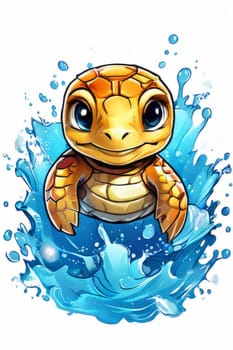 Turtle swimming in ocean, peacefully navigates its underwater world. For Tshirt design, fashion, clothing design, posters, postcards, other merchandise with marine theme, childrens books, tourism