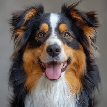 A closeup of a Canidae with its tongue hanging out, showing off whiskers and a snout. This Companion dog belongs to the Sporting Group breed, commonly used as a working and herding dog