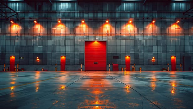 A Waterfront City building with symmetrical architecture, featuring an amber door, automotive lighting, and a spacious flooring, perfect for events