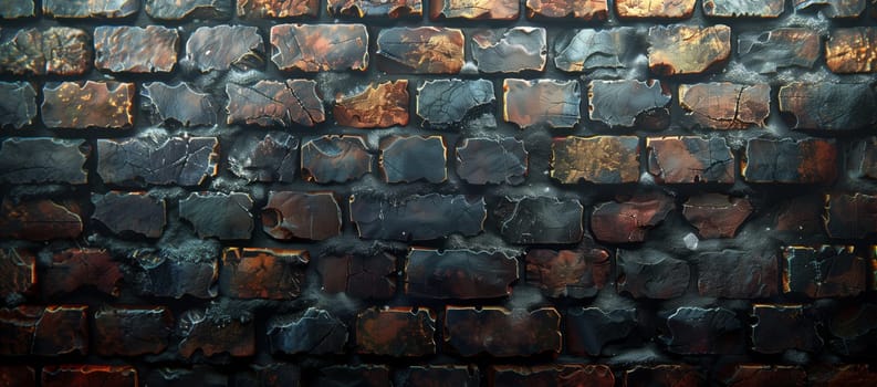 A detailed close up of a brick wall showcasing the intricate pattern of the brickwork. The contrast of the metal, grass, and building materials adds to the artistic look