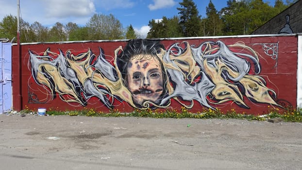 Stockholm, Snosatra, Sweden, May 23 2021. Graffiti exhibition on the outskirts of the city. Death.