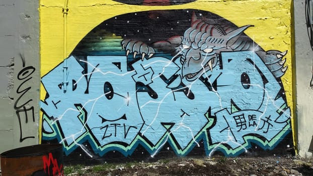 Stockholm, Snosatra, Sweden, May 23 2021. Graffiti exhibition on the outskirts of the city. Claws.