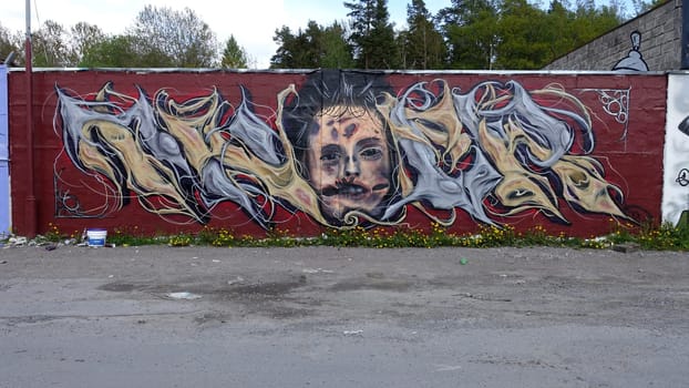 Stockholm, Snosatra, Sweden, May 23 2021. Graffiti exhibition on the outskirts of the city. Death.