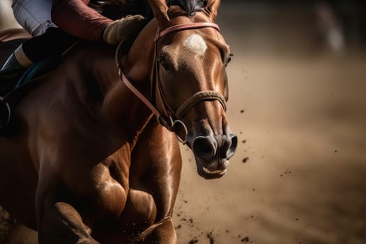 Close-Up Shots Grace Of Horses In Motion During The High-Speed Intensity Of A Competitive Race