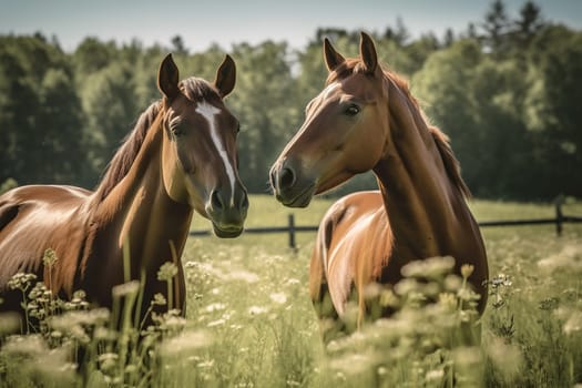 Racehorses Enjoying A Peaceful Life In Green Pastures, Emphasizing Post-Racing Care