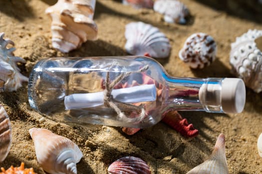 A glass bottle corked with a letter inside was on one of the sea wild beaches.