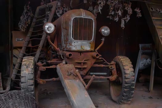 Old Barn with vintage tractor. High quality photo