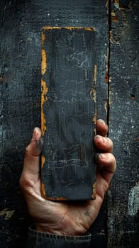 Hand holding a piece of chalk writing on a blackboard, depicting education and communication.