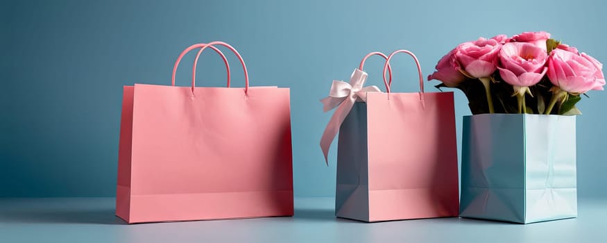 Shopping bag on backdrop with studio lighting, shopping advertisement and product placement