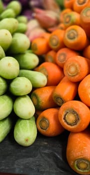 Composition with assorted raw organic vegetables. Detox diet consist of colorful vegetables local market produce