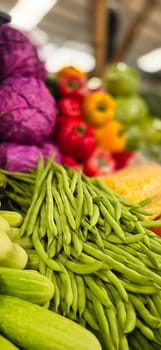 Composition with assorted raw organic vegetables. Detox diet consist of colorful vegetables local market produce
