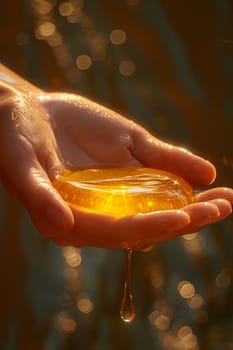 Hand applying a natural body oil, representing skin hydration and care.