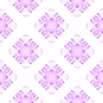 Textile ready unique print, swimwear fabric, wallpaper, wrapping. Purple terrific boho chic summer design. Green geometric chevron watercolor border. Chevron watercolor pattern.